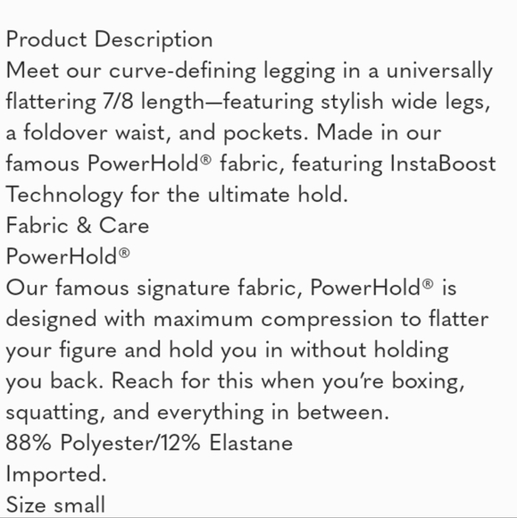 🆕Fabletics Define PowerHold High-Waist 7/8 Leggings Serpentine Print Size Small - Picture 11 of 14